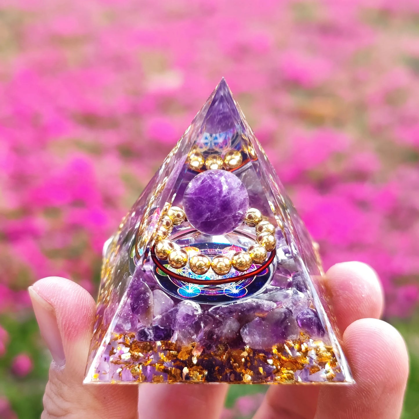 Naturstein-Amethyst-Kristall, Energiegenerator, Orgon-Pyramide für E-Energie-Schutz, Heilmeditation, Orgonit-Kristall-Chakra