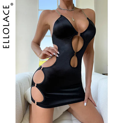 Sexy Cut-Out Etuikleid Seide Tiefer V-ausschnitt Minirock Solide Sleevele Backless Spaghetti Strap Nachtclub Vestidos