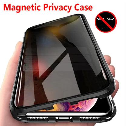 New Anti Glare Magnetic Case For iPhone 14 13 12 11 Pro MAX Mini Privacy Screen Glass Cover For iPhone 7 8 Plus XS XR Phone Case