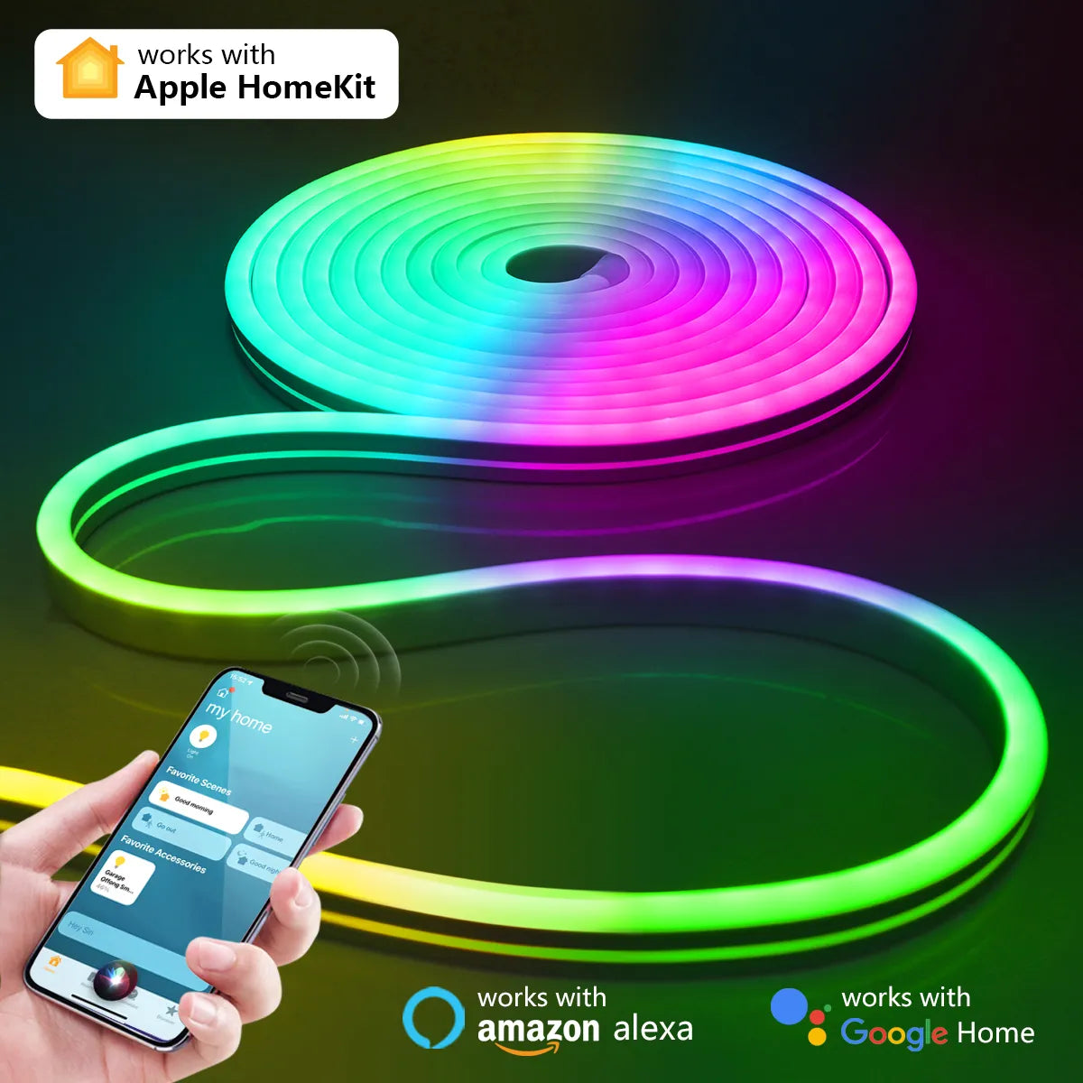 Neon Smart Home RGB Light Homekit Apple Home + Cozylife APP Control Alexa Google Home Timer Setting DC 12V Strip Bedroom Decor