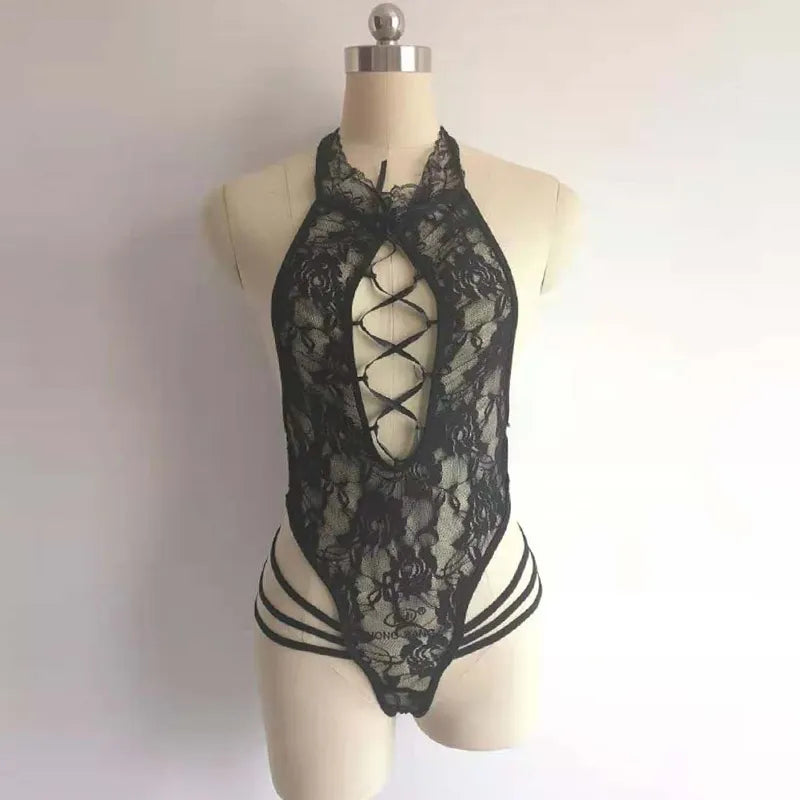 Lencería Sexy de cuero de látex con cuello en V para mujer, Body de talla grande, ropa interior calada, disfraces, corsés sin espalda