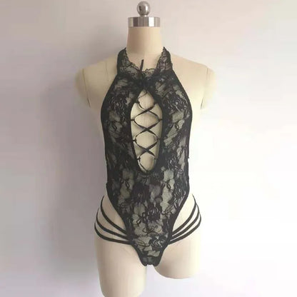 Lencería Sexy de cuero de látex con cuello en V para mujer, Body de talla grande, ropa interior calada, disfraces, corsés sin espalda