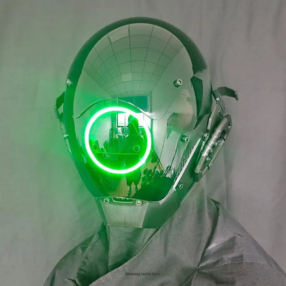 JAUPTO Punk Mask Cosplay for Men, LED Round Light Mask for Women Cosplay Halloween Fit Party Music Festival Accessories