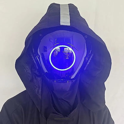 JAUPTO Máscara Punk Cosplay para Hombres, Máscara de Luz Redonda LED para Mujeres Cosplay Halloween Fit Party Music Festival Accesorios