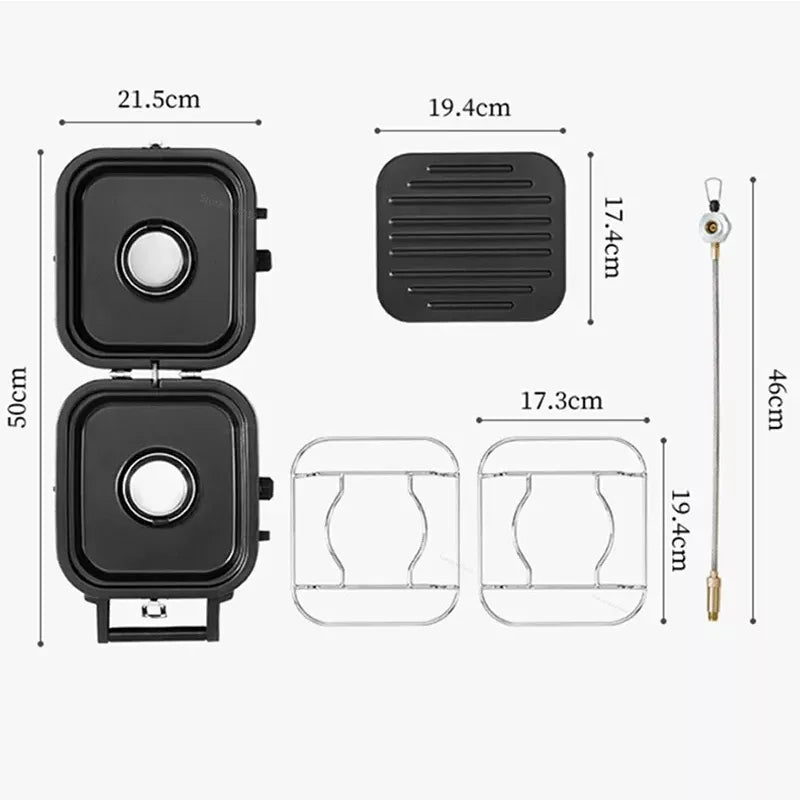 Naturehike Herd, klappbarer Doppelfeuer-Gasherd, 2300 W, tragbarer Outdoor-Camping-Gasherd mit elektronischer Zündung, 2,5 kg, Kochausrüstung