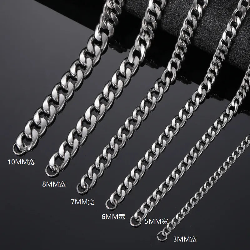 Stainless Steel Chain Necklace Long Hip Hop for Women Men on The Neck  Fashion Jewelry Gift Accessories Silver Color Choker