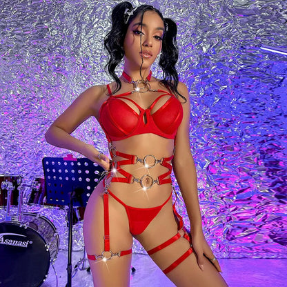 Lencería para anillo cruzado completo, conjunto de liguero Sensual, conjunto de Bilizna íntima transparente de lujo, tangas para club nocturno