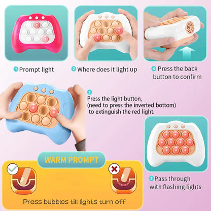 Pop Light Fidget Game-juego de burbujas de empuje rápido, juguetes con mango para niños y niñas, juguetes antiestrés con máquina de juego LED, juguetes para aliviar el estrés