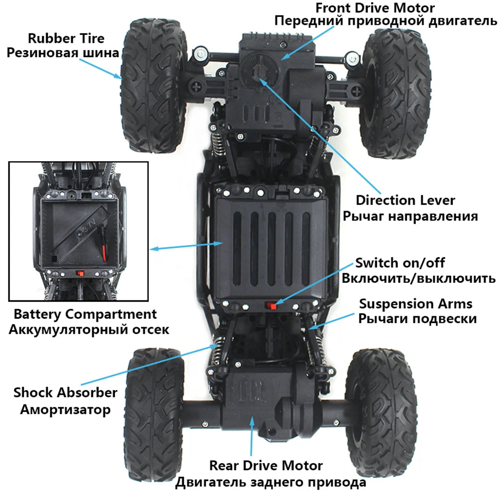 Paisible eléctrico 4WD RC coche Control remoto juguete máquina de burbujas en Radio Control 4x4 Drive Rock Crawler juguete para niños niñas 5514