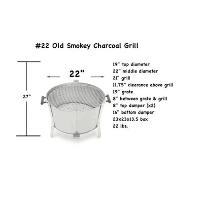 Old Smokey #22 Holzkohlegrill Elektrogrill Grillmaschine rauchfreier Grill