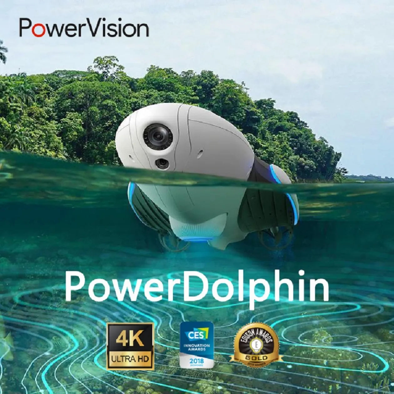 Neue PowerVision Powerdolphin Wizard Wasseroberflächendrohne mit 4K-UHD-Kamera, Fernbedienung und mobiler Fischortungsfunktion