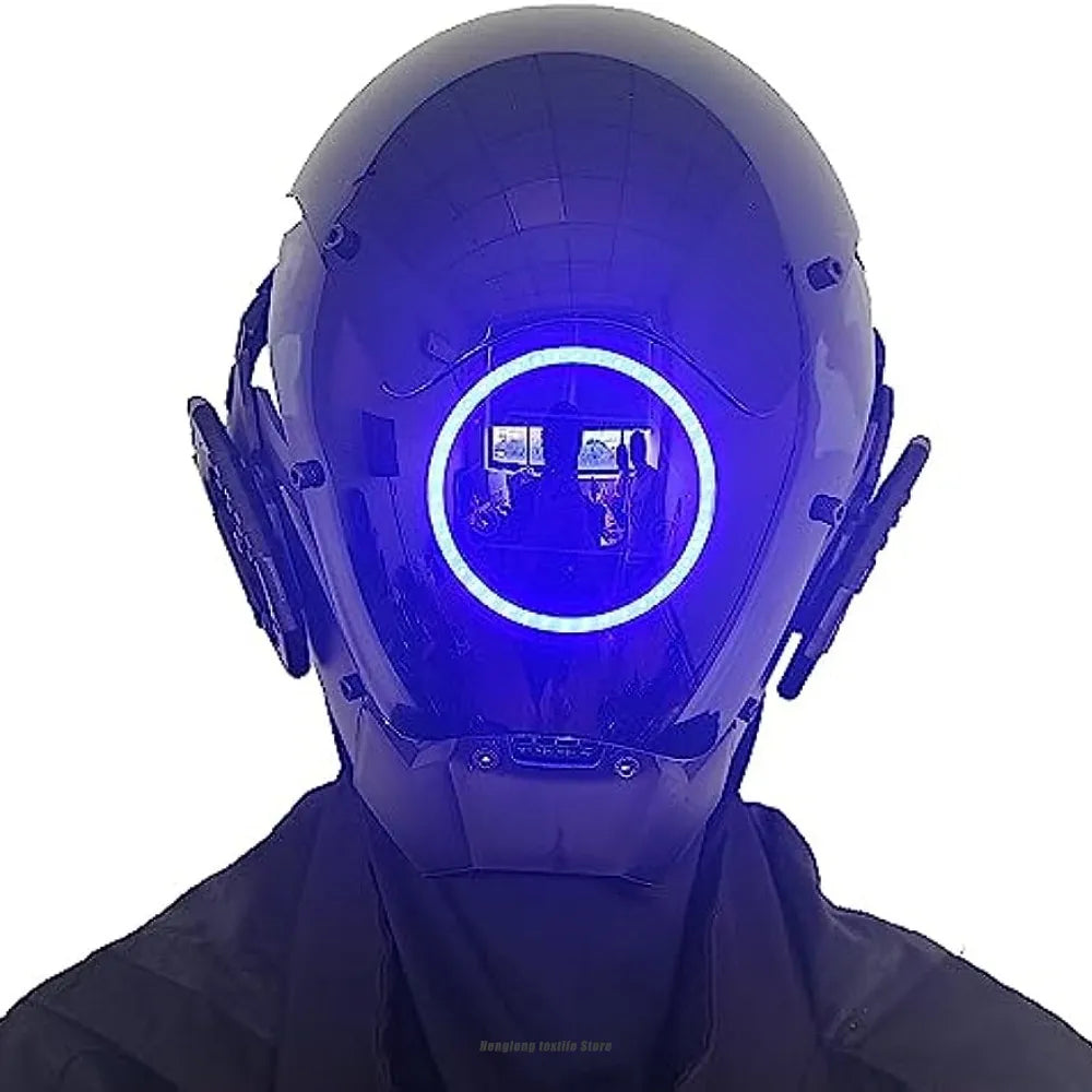 JAUPTO Punk Mask Cosplay for Men, LED Round Light Mask for Women Cosplay Halloween Fit Party Music Festival Accessories