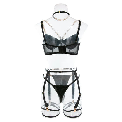 Lingerie With Chain Strap Sexy Underwear Women Body 6-Piece Sensual  Sets Fine Intimate Garter Sexy Outfit