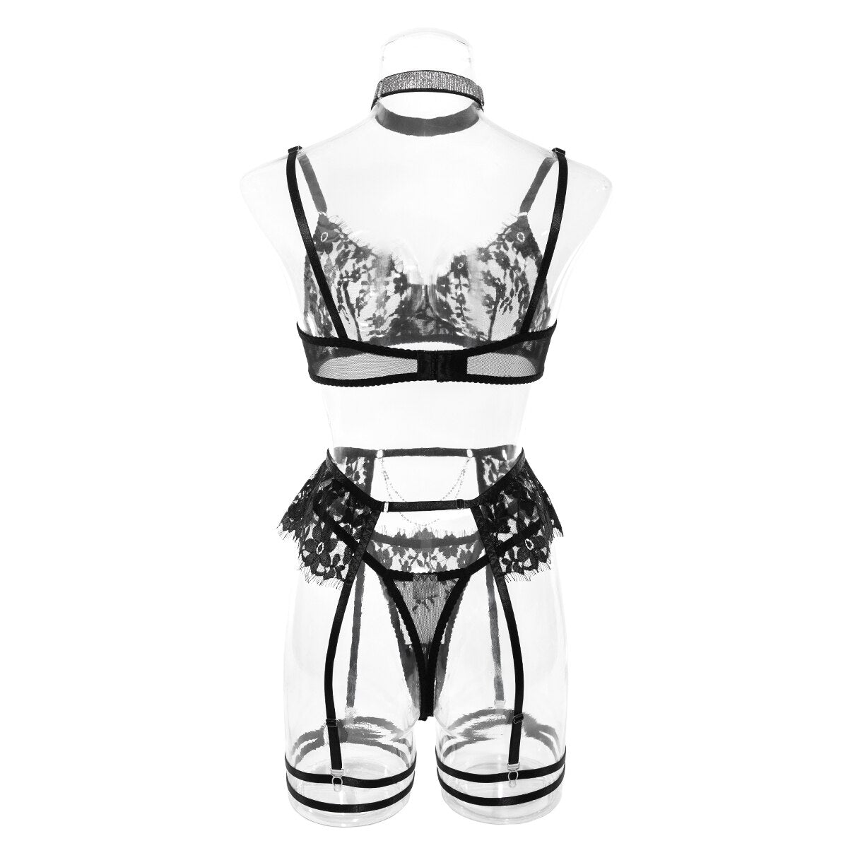 Rhinestone Lingerie See Through Bra Fine Intimate Bra And Panty Set Fancy New In Matching Sets