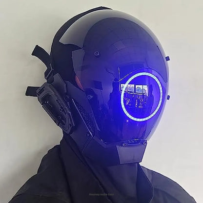 JAUPTO Máscara Punk Cosplay para Hombres, Máscara de Luz Redonda LED para Mujeres Cosplay Halloween Fit Party Music Festival Accesorios