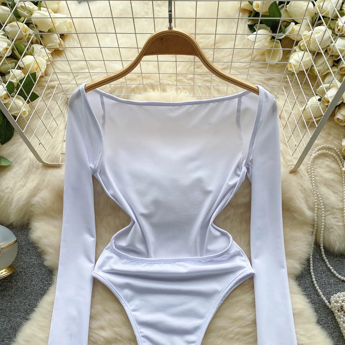 Mode Einfachen Stil Sexy Bodys Frauen Off Schulter Lange Ärmeln Mantel Strampler Sinnliche Offene Gabelung Schlank Playsuits Wanita