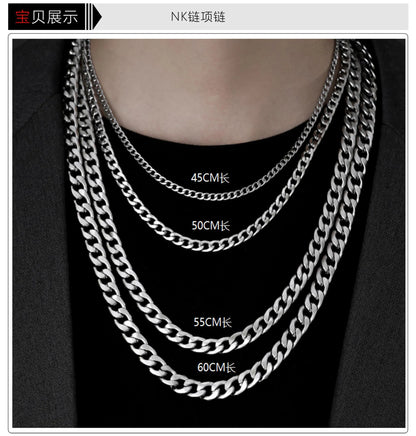 Stainless Steel Chain Necklace Long Hip Hop for Women Men on The Neck  Fashion Jewelry Gift Accessories Silver Color Choker