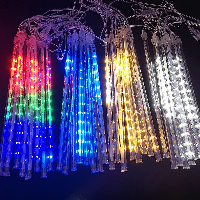 Luces LED de lluvia de meteoritos, guirnalda de luces impermeables que caen en forma de gota de lluvia para Navidad, fiesta, decoración de Patio, 30CM