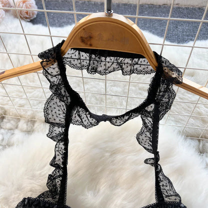 2023 Lace Sheer Sexy Bodysuits Women Halter Polka Dot Open Crotch Slim Jumpsuit New Transparent  o Nightwear Wanita