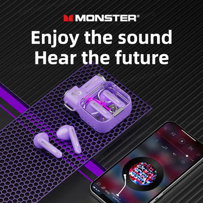 Monster-auriculares inalámbricos XKT15 con Bluetooth 5,3, cascos TWS para videojuegos, con tapa RGB, cobertura con diseño, baja latencia, novedad de 2023