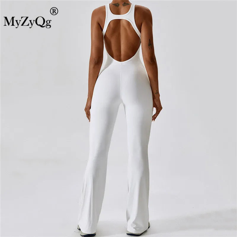 MyZyQg Women Ballet Dance Aerial Sleeveless Yoga Jumpsuit Chest Pad High Elastic Fitness Sports Running Tracksuit Gym Sportswear