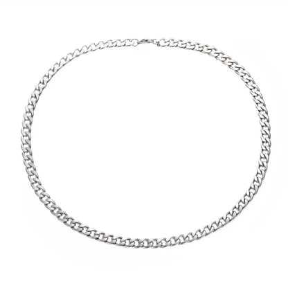 Edelstahl-Halskette, lang, Hip Hop, für Damen und Herren, am Hals, Modeschmuck, Geschenk, Accessoires, silberfarbenes Halsband