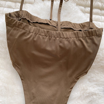 Monos sexis con entrepierna abierta para mujer, Bikini ajustado sin mangas a la moda con Espalda descubierta, monos elásticos lisos ajustados para la playa Wanita