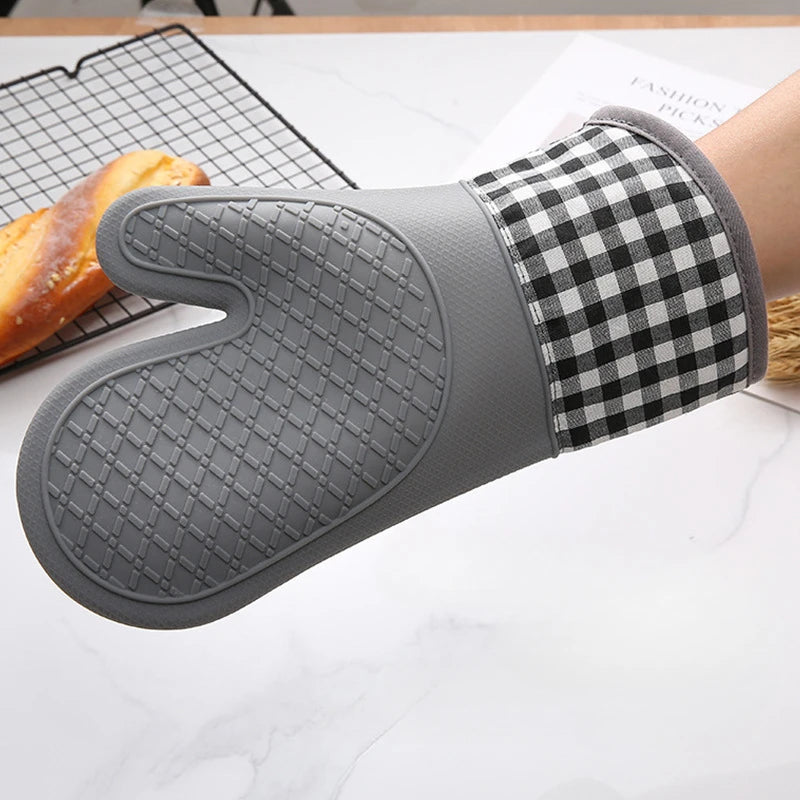 Insulated Oven Gloves Single Silicone Heat-proof Gloves High Temperature Resistant Oven Microwave Baking Tools Home Kitchen Tool