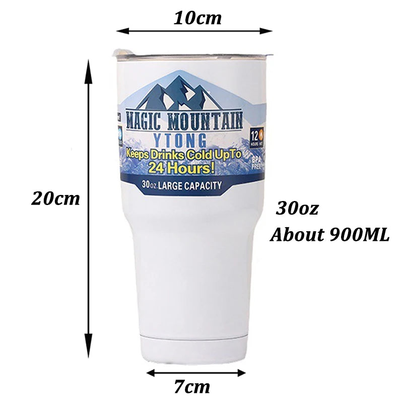 Magischer Edelstahl-Thermosbecher zum Einfrieren mit Strohhalm, für Eis, Kaffee, Getränke, vakuumisolierte Flasche, Auto, Reisen, Outdoor, Bergbecher