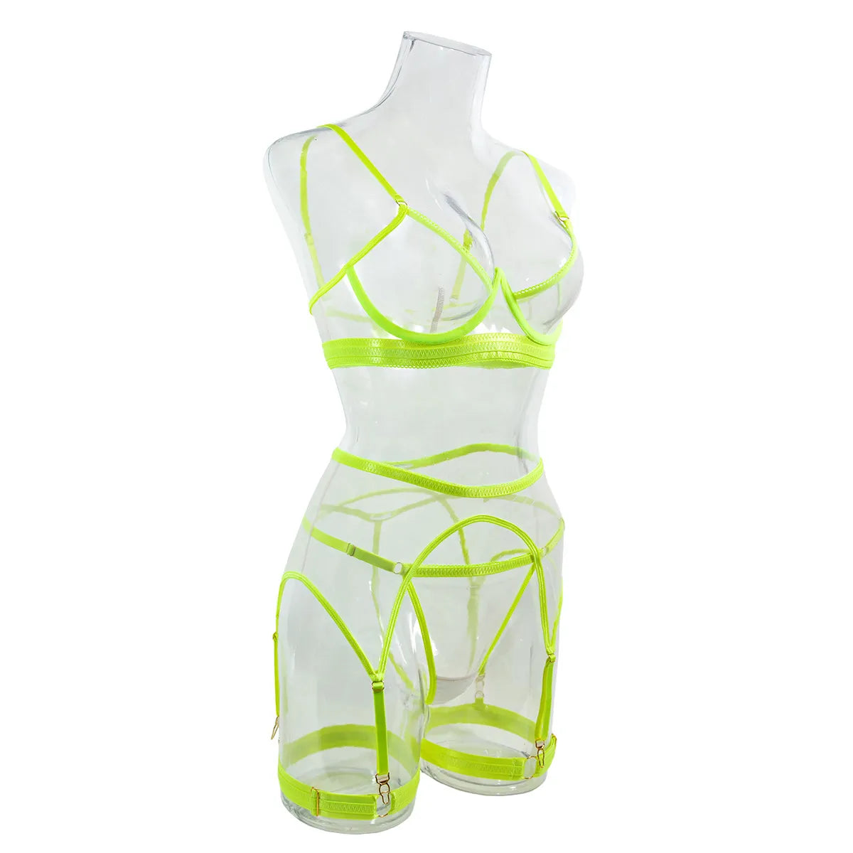 Neon Female Lingerie Sexy Transparent Bra And Panty Sets Lace Underwear Kit Sensual See Through Seamless Intimate