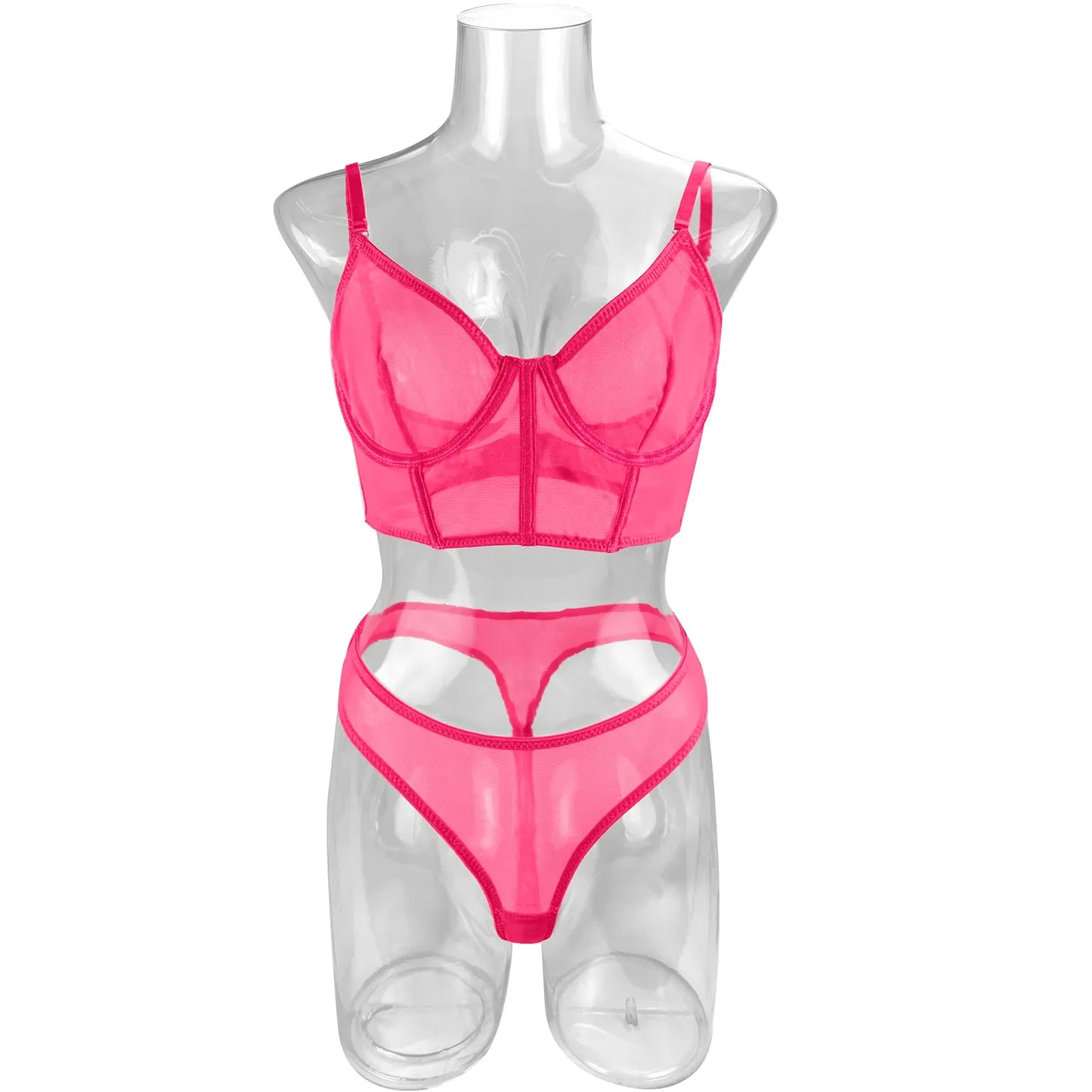 Lencería Sexy para mujer, ropa interior femenina verde neón, conjunto de sujetador y bragas íntimos para mujer, traje transparente de encaje de 2 piezas