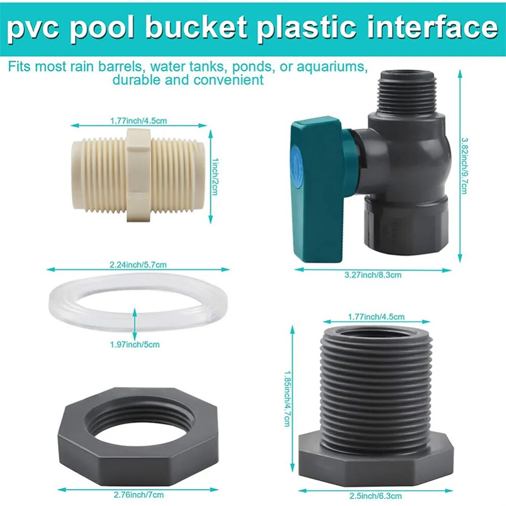 Kit desviador de barril de lluvia para barril de agua de PVC, grifo de jardín con válvula de bola de 3/4 accesorios para 20 litros, 50 litros, 100 Lite