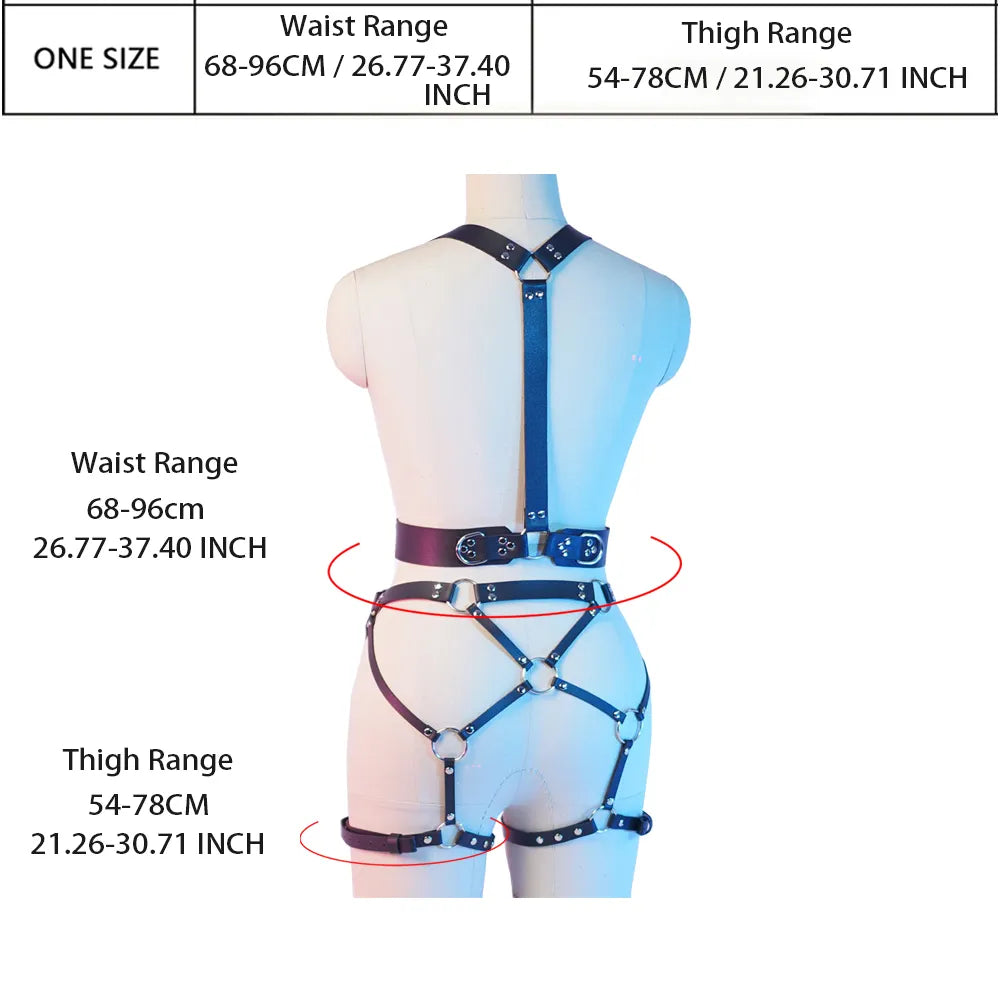 Dessous Body Harness Gothic Gürtel Frauen Sexy Harness Gürtel Strumpfbänder Leder Dessous Kleidung Oberschenkel Strumpfband Strümpfe