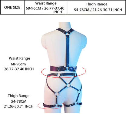 Dessous Body Harness Gothic Gürtel Frauen Sexy Harness Gürtel Strumpfbänder Leder Dessous Kleidung Oberschenkel Strumpfband Strümpfe