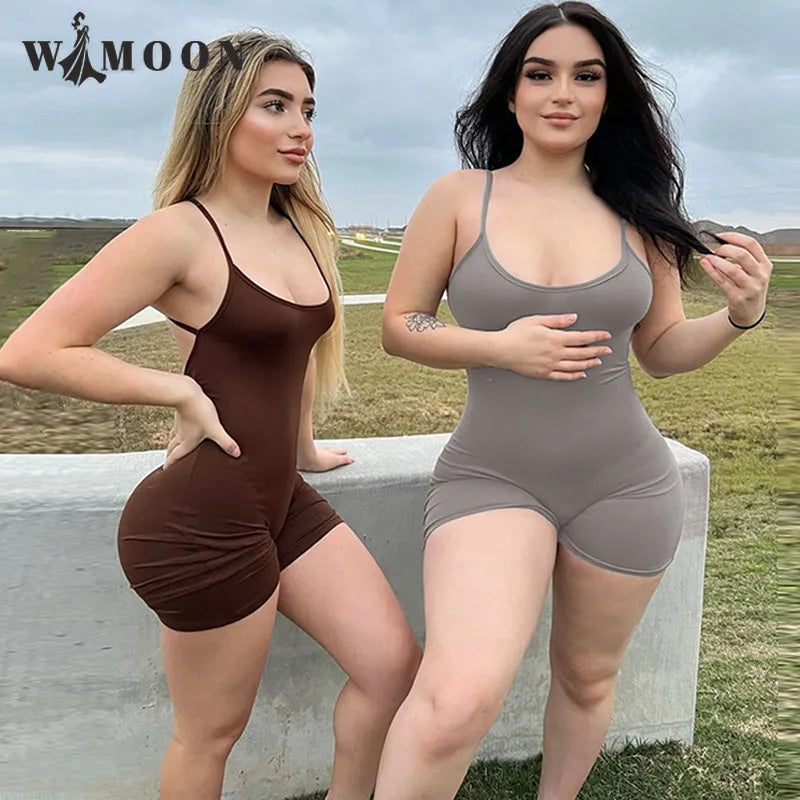 Solid Sleeveless Backless Ruched Sexy Bodycon Skinny Slips Women Summer 2023 One Piece Playsuit Vacation Rave Outfits Romper