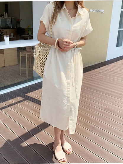 Summer Women Dress Shirt Dress Long Evening Female Vintage Maxi Party Oversize Beach Woman Dresses Casual Elegant Prom Green