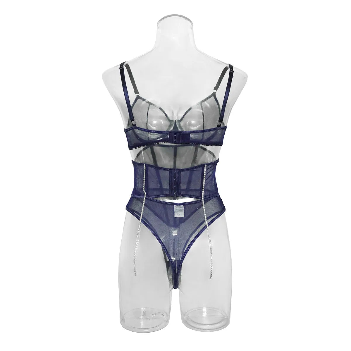 Strass-Dessous-Sets für Damen, luxuriöse sexy Spitzenunterwäsche, glitzernde Quasten, nahtloser BH, transparentes, feines Outfit