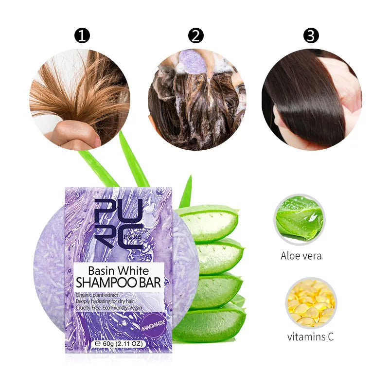 Natürliche Bio-Haar-Shampoo-Seife ohne Silikon, Lavendel-Waschhaar-Shampoo-Riegel, handgemachte Seife, nährt die Reparatur beschädigter Haarpflege