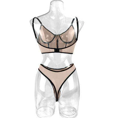 Lencería Sexy para mujer, ropa interior femenina verde neón, conjunto de sujetador y bragas íntimos para mujer, traje transparente de encaje de 2 piezas