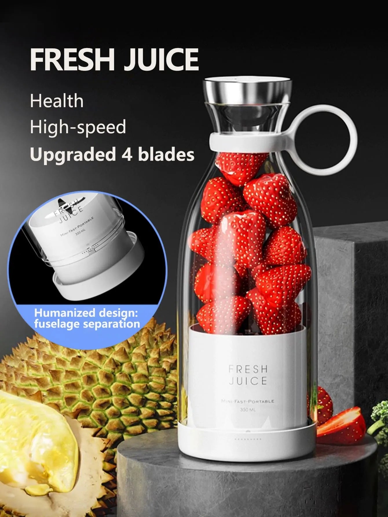 Reup Portable Blender 350ml Mini Portable Blender Smoothies 1400mAh FRESH JUICE Travel Electric Travel Portable Mixer Kitchen