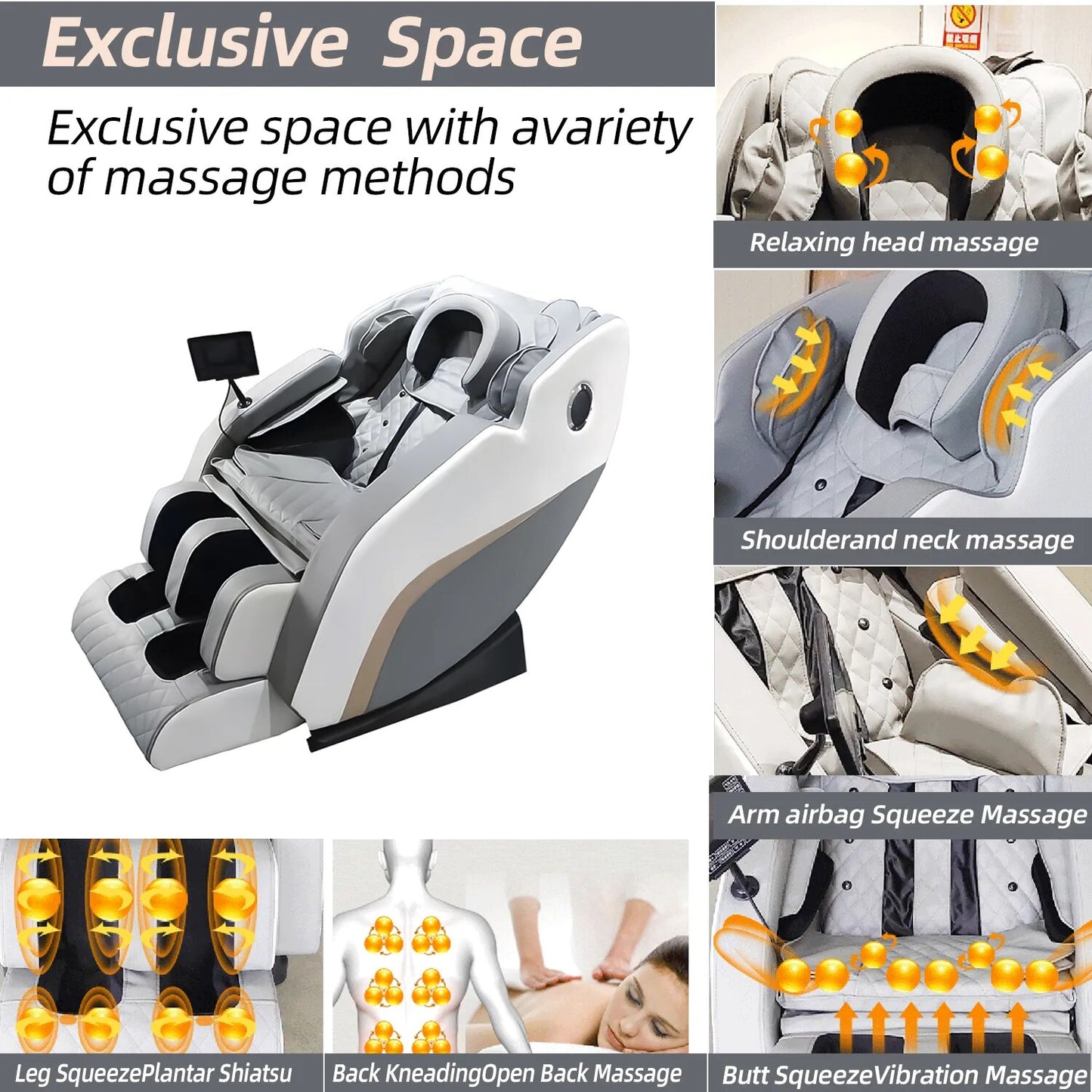 Neuester Ganzkörper-4D-Elektro-Luxus-Massagestuhl Deluxe Schwerelosigkeits-Jade-Massagestuhl Sofa Home-Office-Möbel Liege