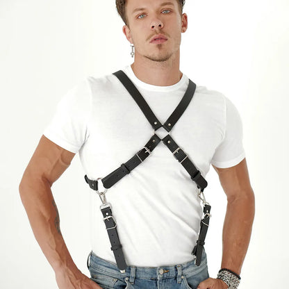 Suspendres Men Sexy PU Leather Harness Male Lingerie Adjustable Body Punk Style Belts Harajuku For Adult