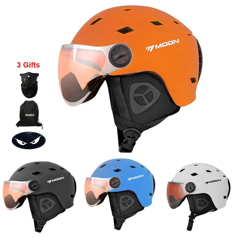 Casco de esquí profesional para adultos, casco de esquí de alta calidad, cascos ultraligeros para monopatín y Snowboard con gafas