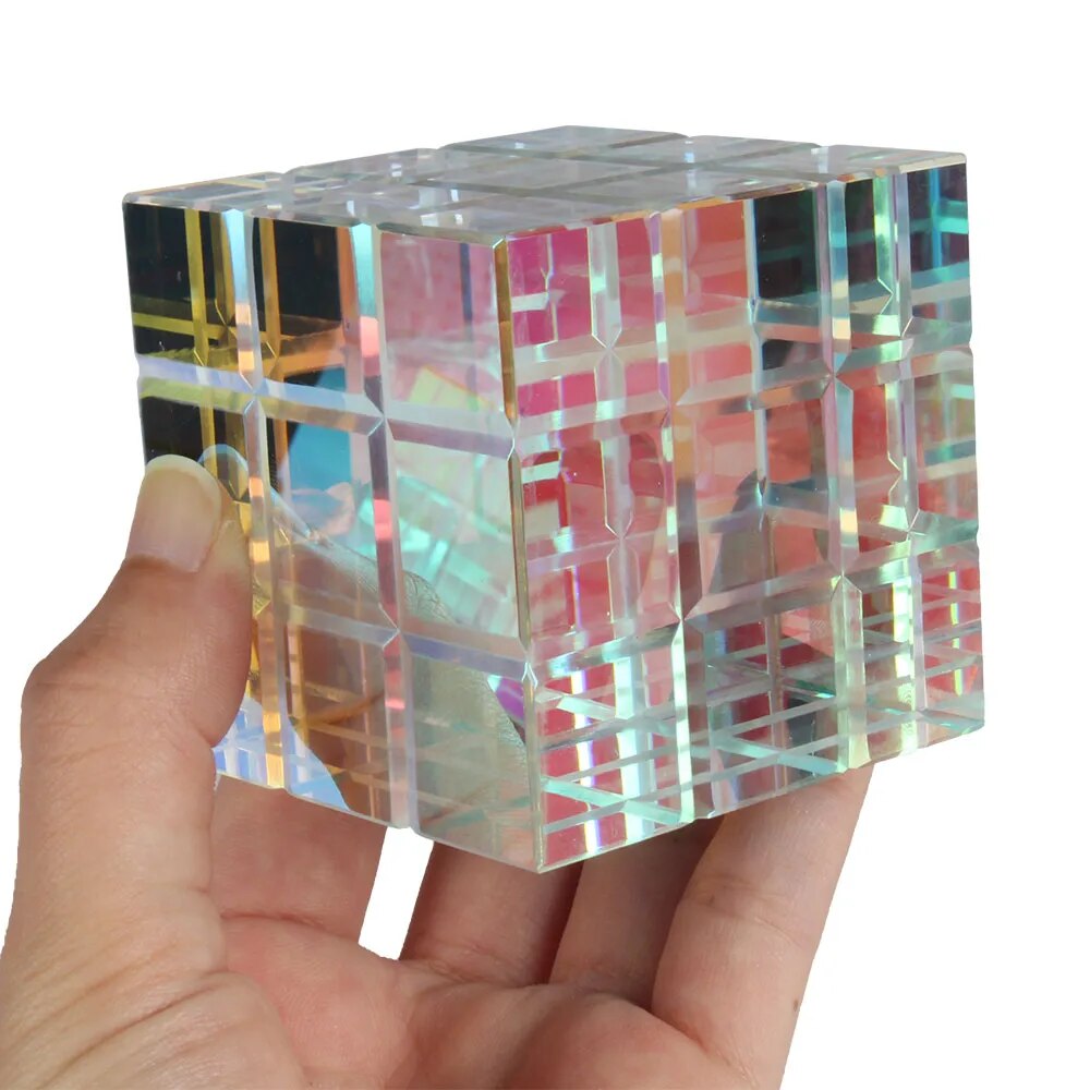 Estatua de cubo mágico K9, escultura de cubo croma Magik de cristal, decoración de escritorio para el hogar, Artesanías hechas a mano, regalo de cumpleaños