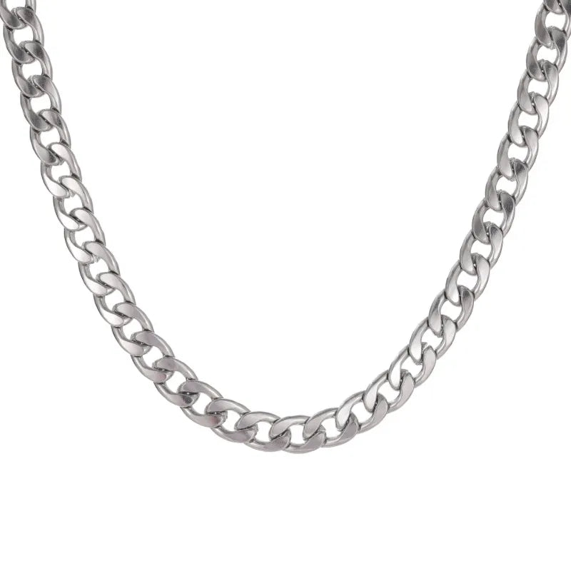 Collar de cadena de acero inoxidable largo Hip Hop para mujeres y hombres en el cuello joyería de moda accesorios de regalo gargantilla de Color plateado
