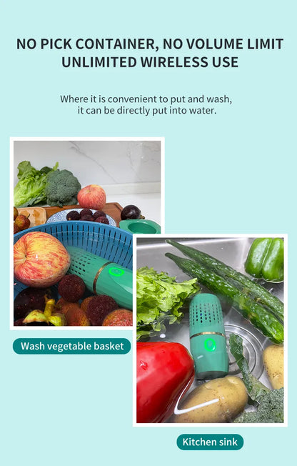 Protable Fruit Vegetable Washing Machine Capsule Shape Wireless Food Purifier Household Disinfection vegetables