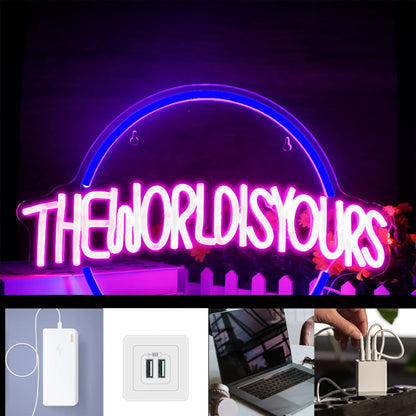 The World Is Yours, personalisiertes Neon-LED-Lichterschild, Schlafzimmer, Party, Geburtstag, Gastgeschenke, Zimmer, Weihnachten, Bar, Lampen, Wanddekoration