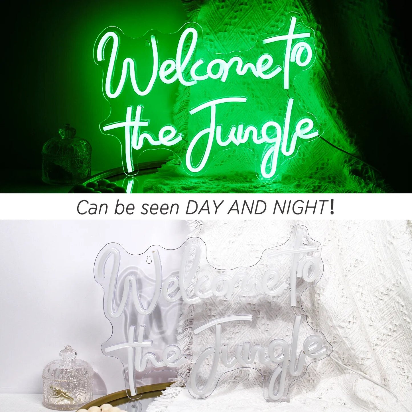 Neon Sign LED Light Welcome to the Jungle Neon Light Signs Bedroom Office Wall Decor Party Bar Shop Club Decorations Neon Art