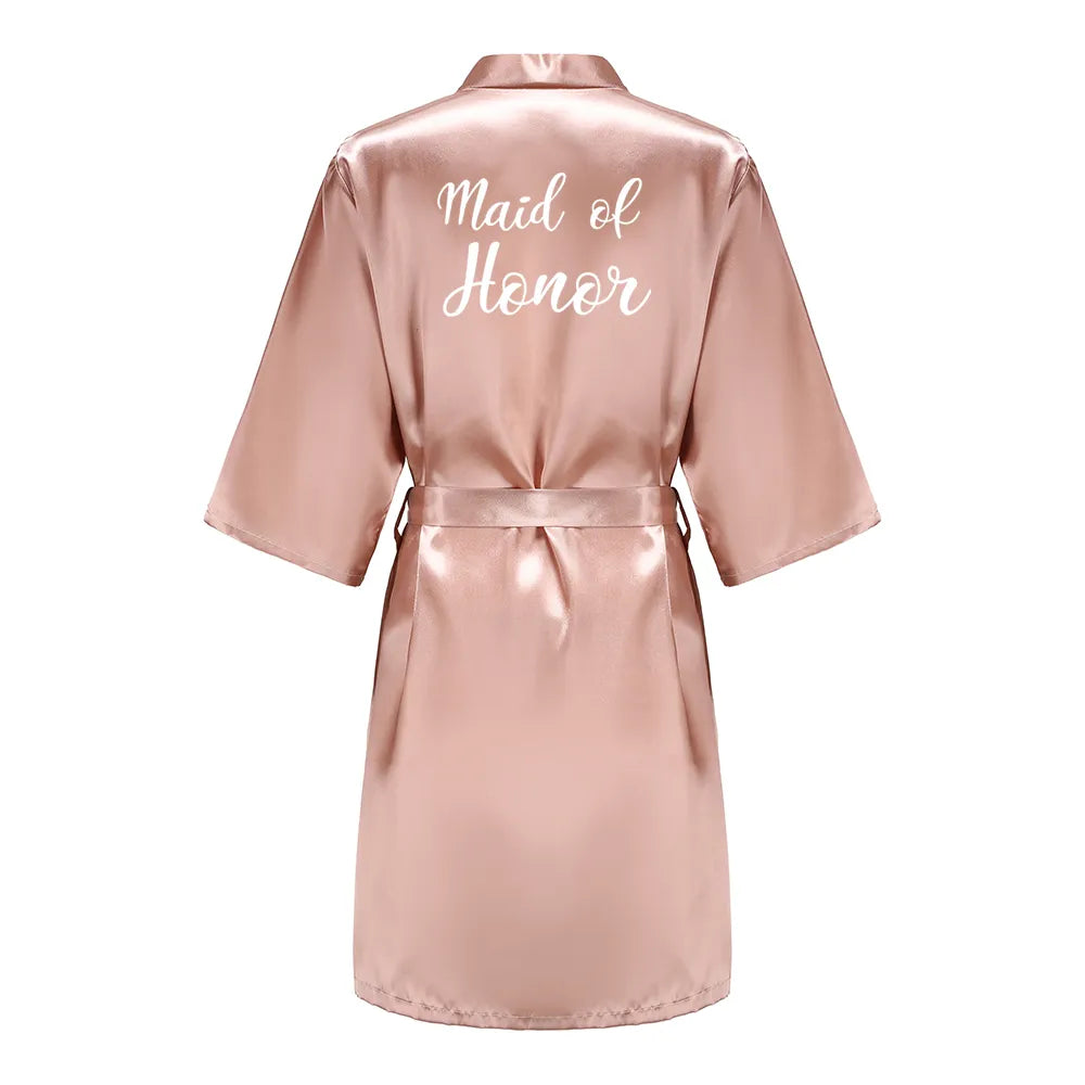 Hochzeit Braut Brautjungfer Roben für Frauen Braut Party Geschenke Team Kleid Kleid Seide Satin Nachtwäsche Kimono Sexy Sommer Bademantel