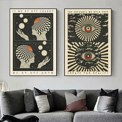 Póster psicodélico Retro bohemio de los años 70, citas inspiradoras, cuadro sobre lienzo para pared de meditación, imágenes Hippie, decoración de la habitación del hogar